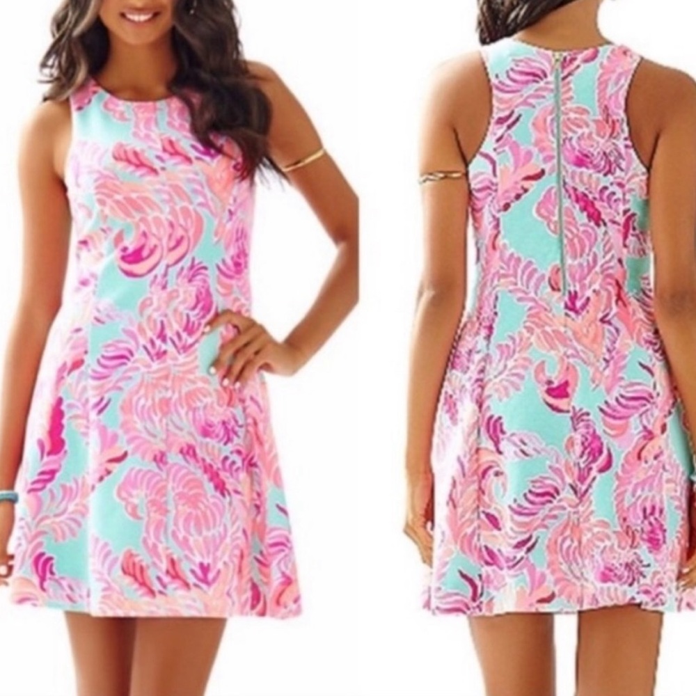 Lilly Pulitzer “Love Birds” Cove Fit and Flare dress (size medium).    EUC!